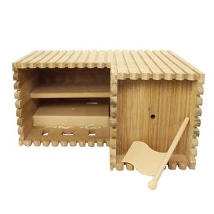 创意新颖竹子城堡LED控静音桌面座钟桌办公面收纳GHY-6007笔筒电