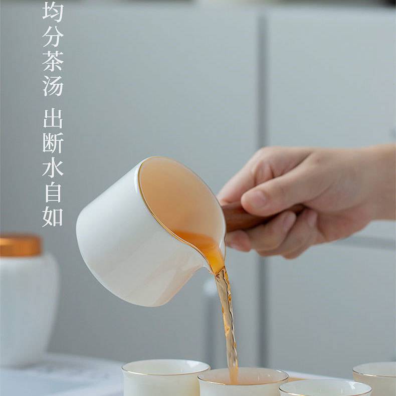 德化羊脂玉白瓷侧把壶茶具旅行包套装家用日式简约轻奢功夫泡茶壶