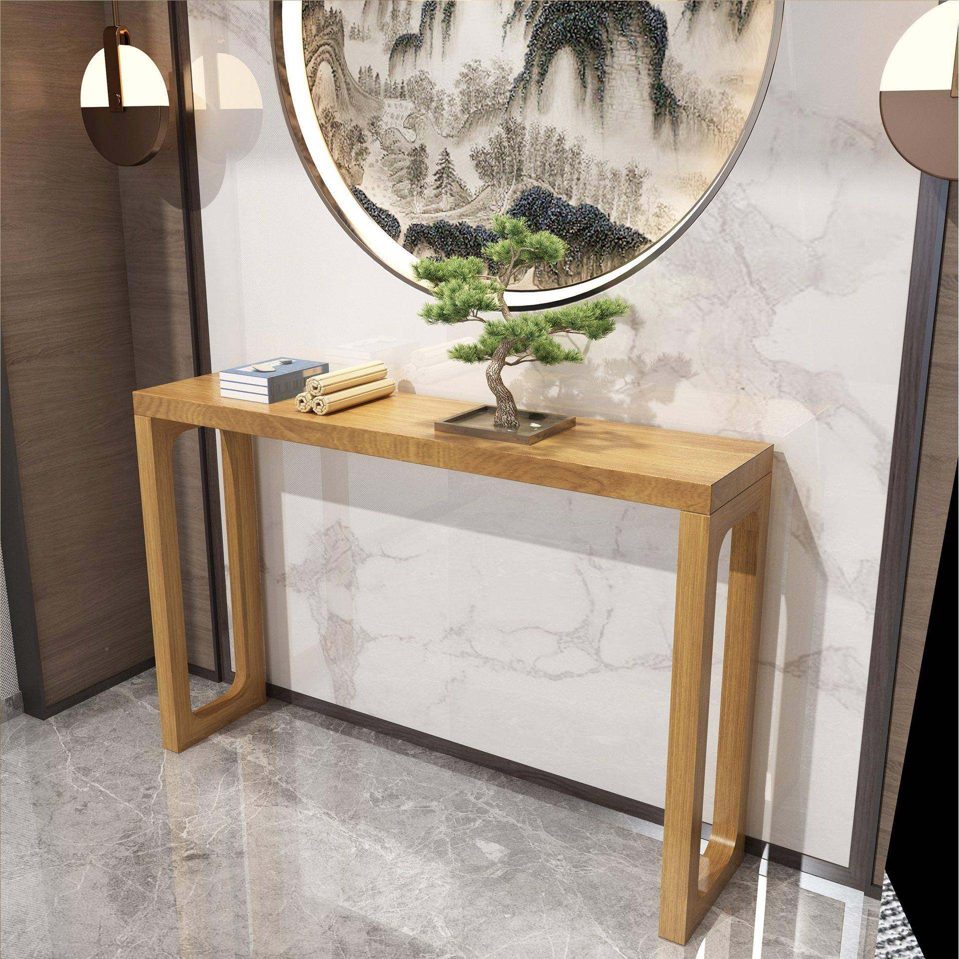 关桌新中式纯实木墙边长玄条窄边桌木入户X-88玄关原条几案长台靠