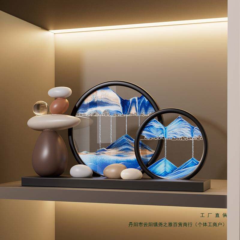 流沙画摆件感客厅进门口玄关电视柜酒柜办公室装饰品摆件装饰物oo