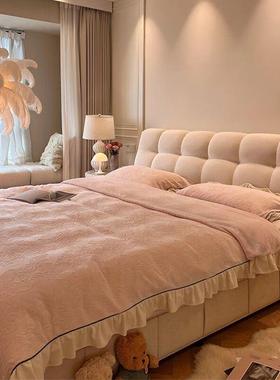 法奶式油风泡芙床KHT主卧双人床1.5米小型储物床现户简约软代包婚