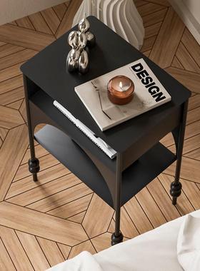 卧床头柜小型沙室发边家用新几款简约黑色窄边柜复古TH05个性置户