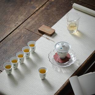 墨己 按时喝茶系列 玉泥甜白手绘茶具套装 文人器茶室用 整套茶具
