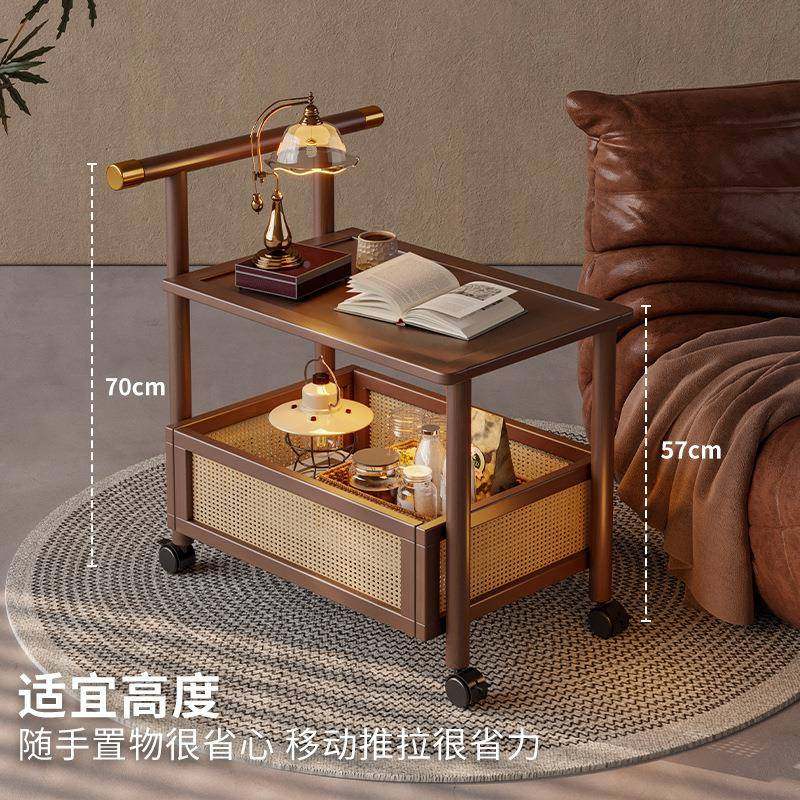 沙发边几可C-766小移动客带轮边侧柜中古风推车床头置厅物架茶几