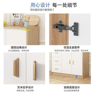 r^备茶水柜客橱厅餐边柜子家用置物木色实餐靠墙储物柜02厨房柜收