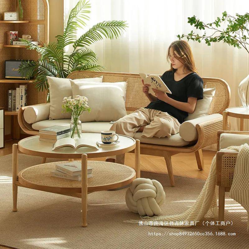 实木沙无品牌/发藤编闲懒人沙发宿客厅藤椅设师创意小户型休民椅