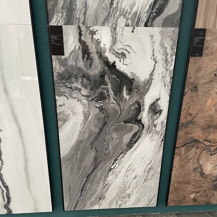 瓷砖中国风水墨系白色客厅地砖750x1500通体大理石黑白厨卫墙砖