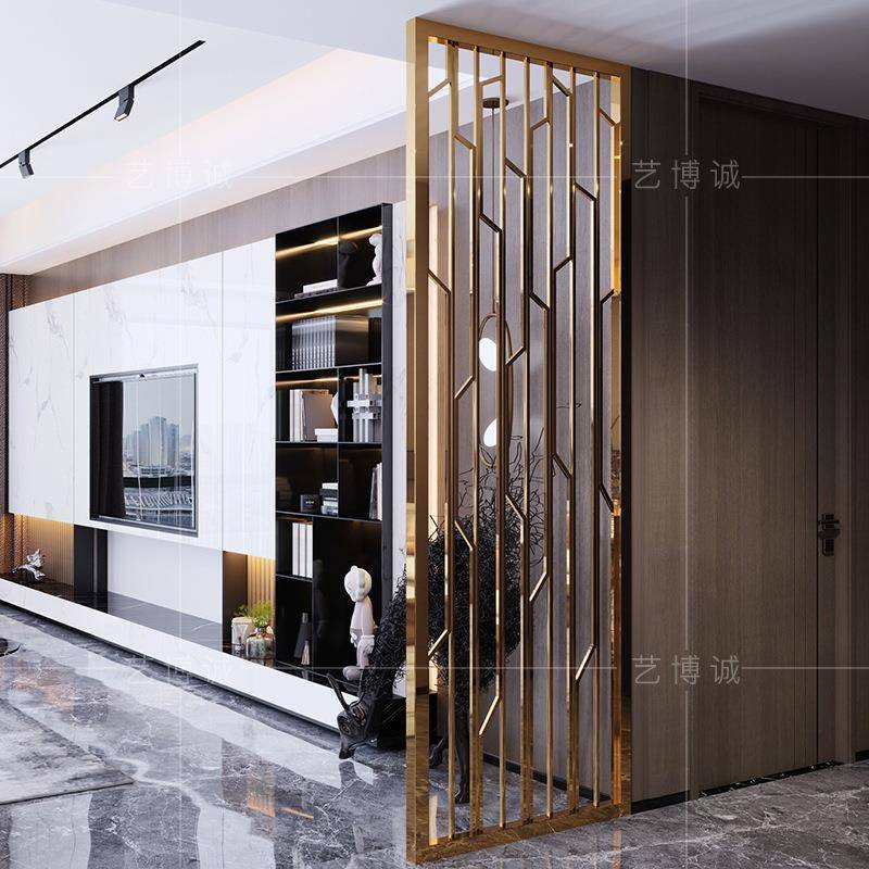 中式玄关隔屏1125B风断墙客厅现代家钢办公室格栅进门不锈座用屏