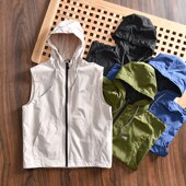 外贸男士 北欧户外 速干防水透气 尾货运动休闲轻薄连帽马甲背心