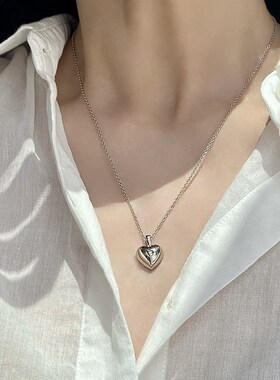 纯银爱心项链小众设计感高级感法式冷淡风简约气质夏天叠戴颈链