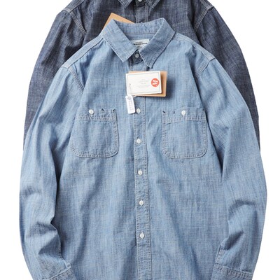 春季清瘦慵懒式高档牛仔男衬衫水洗苦纹纯棉透气宽松长袖分层