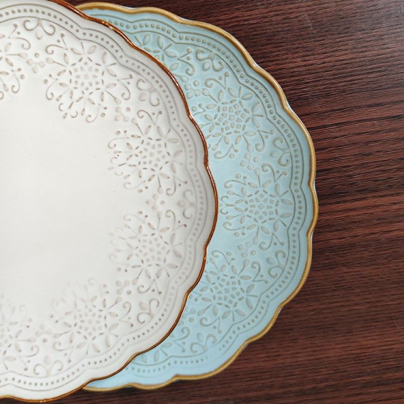 巴洛克风情 碗盘子菜盘家用陶瓷碟子餐盘高级感餐具复古餐具微瑕