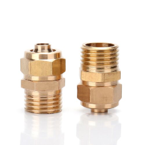 气动快插气管锁母接头纯铜快拧螺纹直通KZC6-01/8-02/10-03/12-04