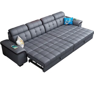 直排科技布沙发床折叠两用客厅多功能一字型伸缩变四人位沙发