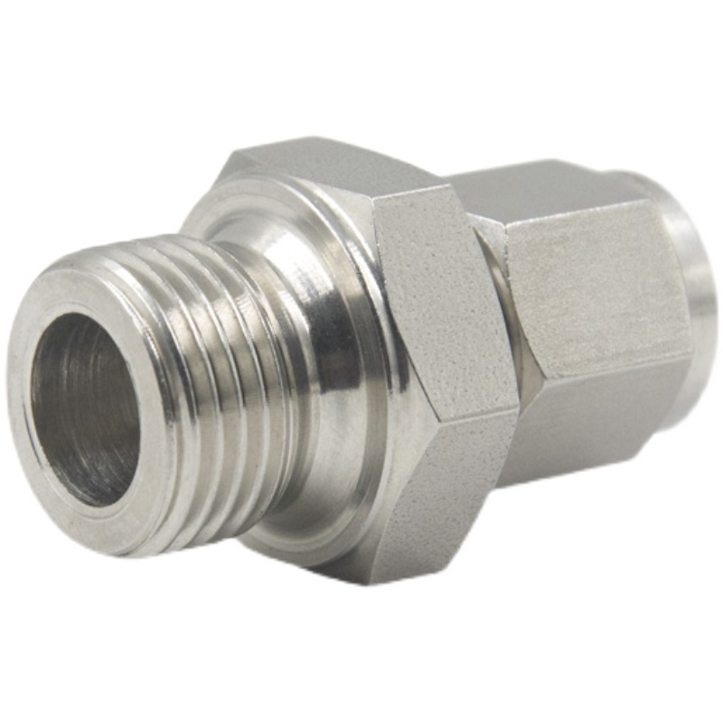 316L不锈钢卡套接头直通终端G外螺纹1/4外丝3mm研磨英制转接头1/8