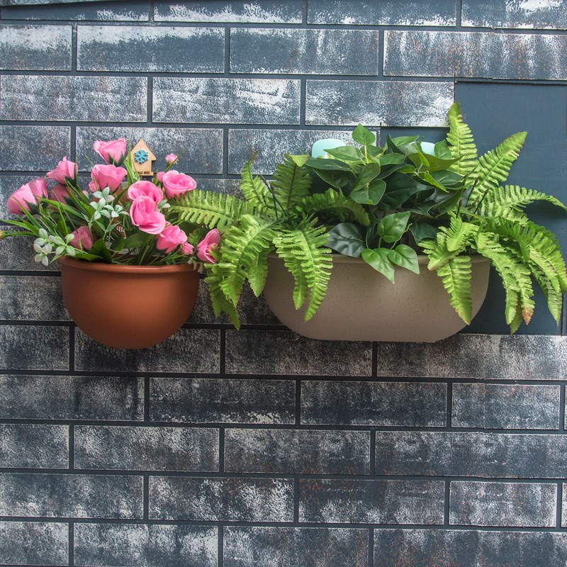 爱丽思花盆2021新款阳台栏杆壁挂花盆半壁多肉绿萝悬挂式花盆挂墙