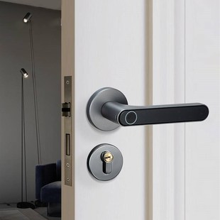 室内木门指纹锁铝合金房门金色密码锁智能锁球形卧室门锁通用型