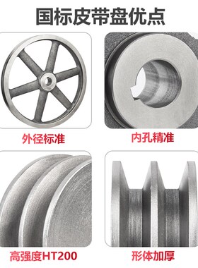 国标皮带轮双槽空心2A型铸铁400500电机轮微耕机柴油机三角皮带盘