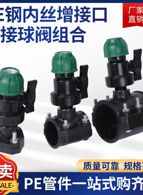 PE/PVC/PPR水管钢内丝增接口25/32/40/50/63分水鞍座快接阀门套装