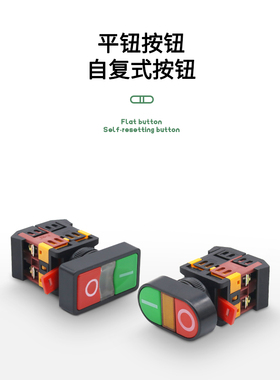 按钮开关APBB AS-22/25/30粗椭圆带灯双头按钮 220v/380v面板安装