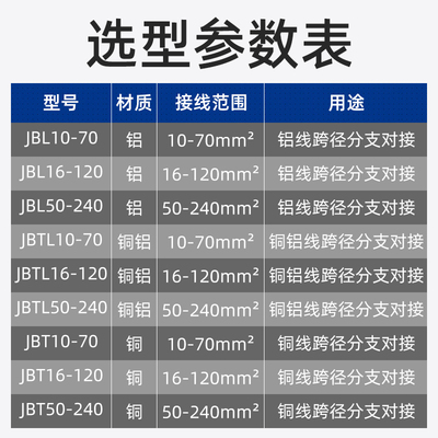 JBTL铜铝线夹JBT铜夹JBL铝夹 T型分支对接过渡异形并沟线夹紧固件