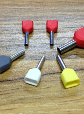 针形端子TE7508 接线端子冷压端子 双线管形预绝缘端头  E型管