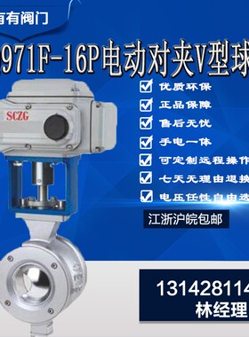 VQ977F-16P电动不锈钢V型对夹球阀DN15 20 25 32 40 50 65 80 100