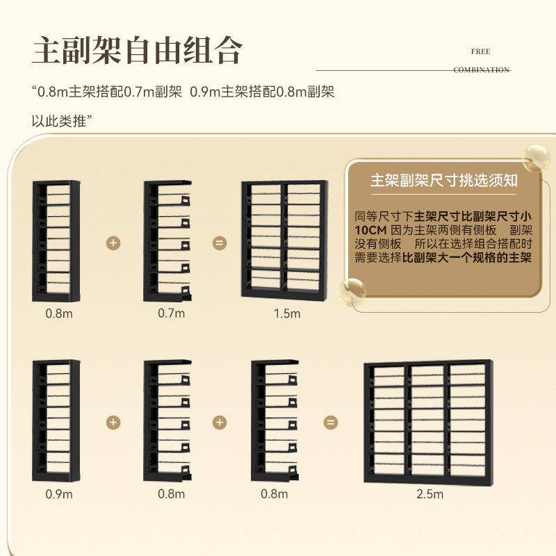 25cm宽家用钢制图书馆书架落地置物架铁艺一体靠墙多层书柜收纳层