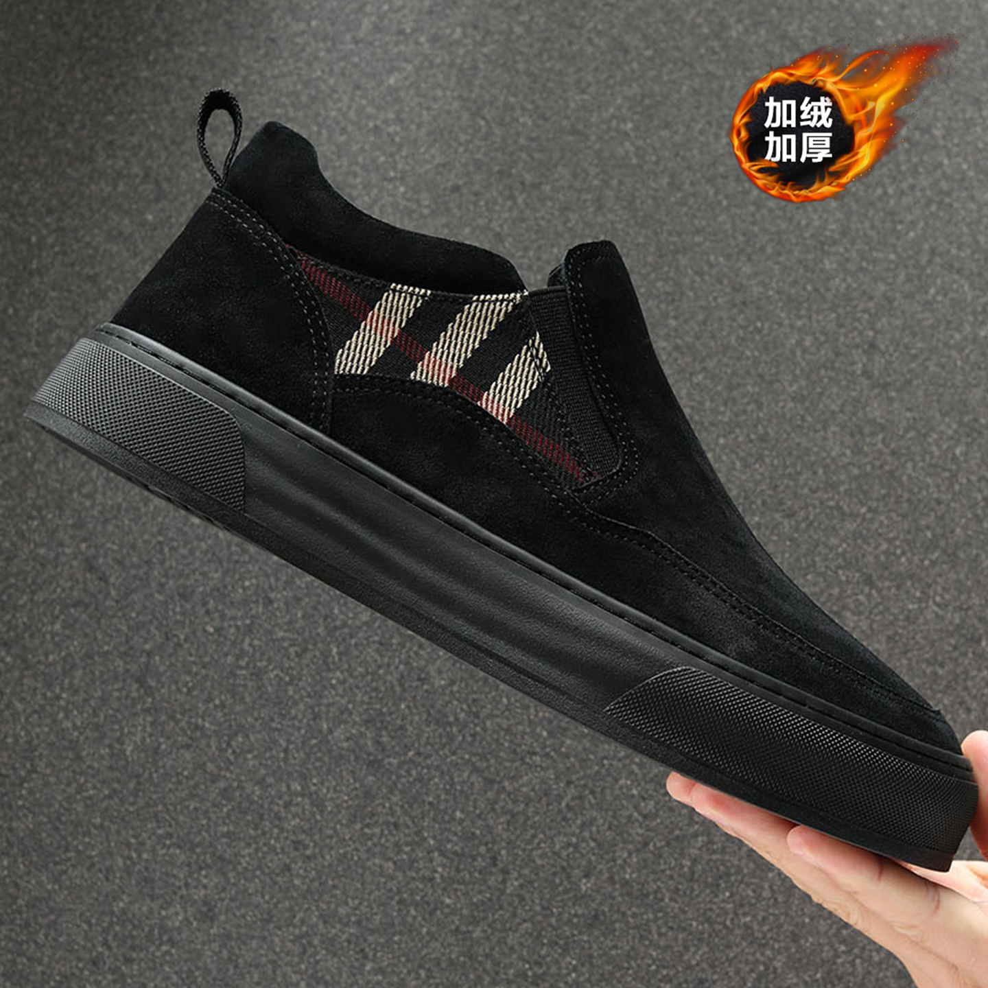 冬季真皮男鞋2025新款加绒加厚休闲高帮鞋男士反绒皮保暖中帮棉鞋