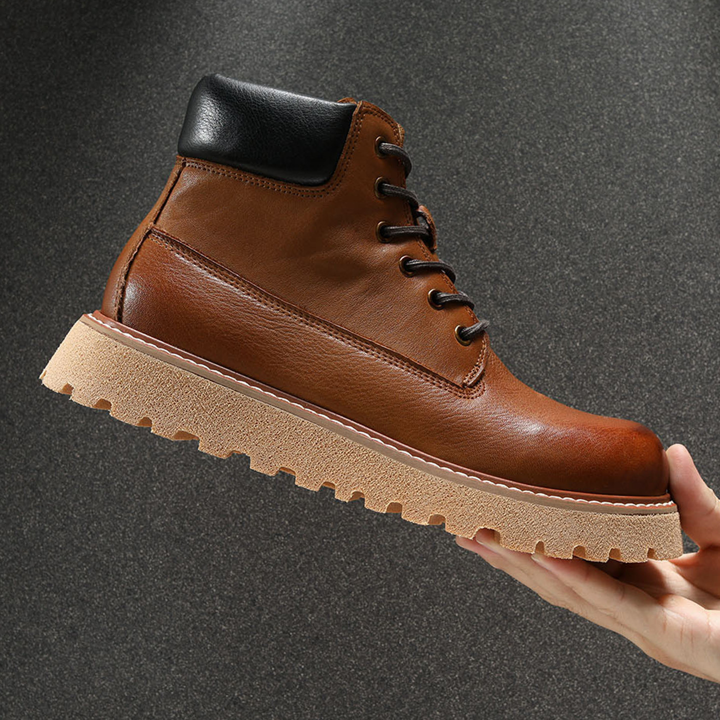 头层牛皮美式潮流马丁靴男款2025秋季新款防滑厚底增高工装靴子男