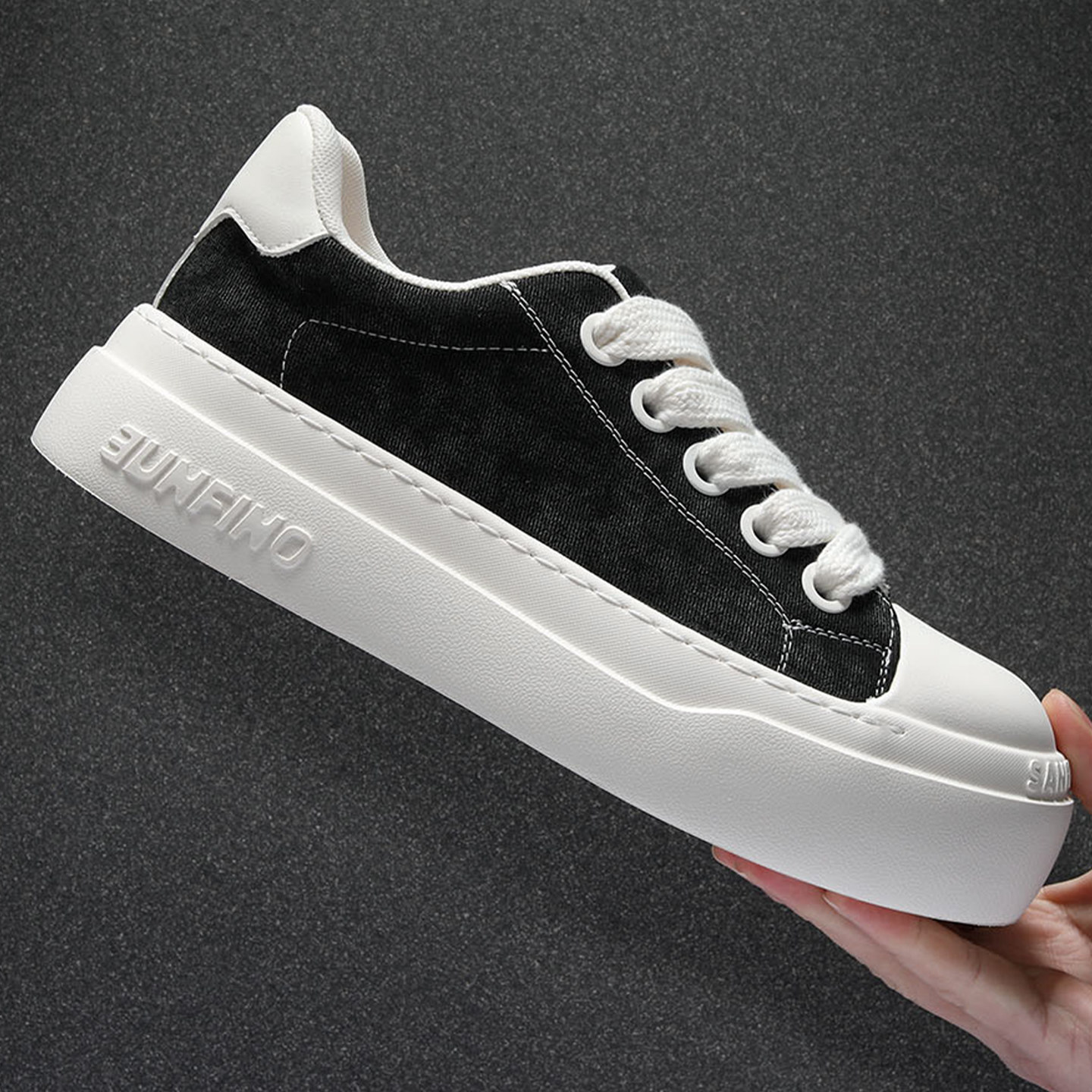 欧洲站2026男鞋春季新款厚底帆布鞋潮流百搭休闲鞋舒适透气板鞋男,流行男鞋,时尚休闲鞋,淘宝优惠券,粉丝福利购,淘宝优惠卷