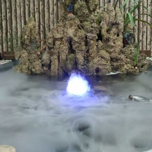 全铜五头彩灯超声波雾化头水池假山造雾器鱼缸盆景起雾灯水景家用