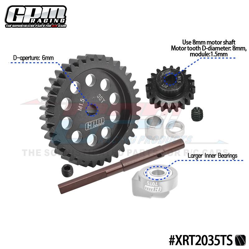 GPM 大X 6S/8S XRT大脚车铬钢大齿C35T/马达齿20T M1.5模 加大轴