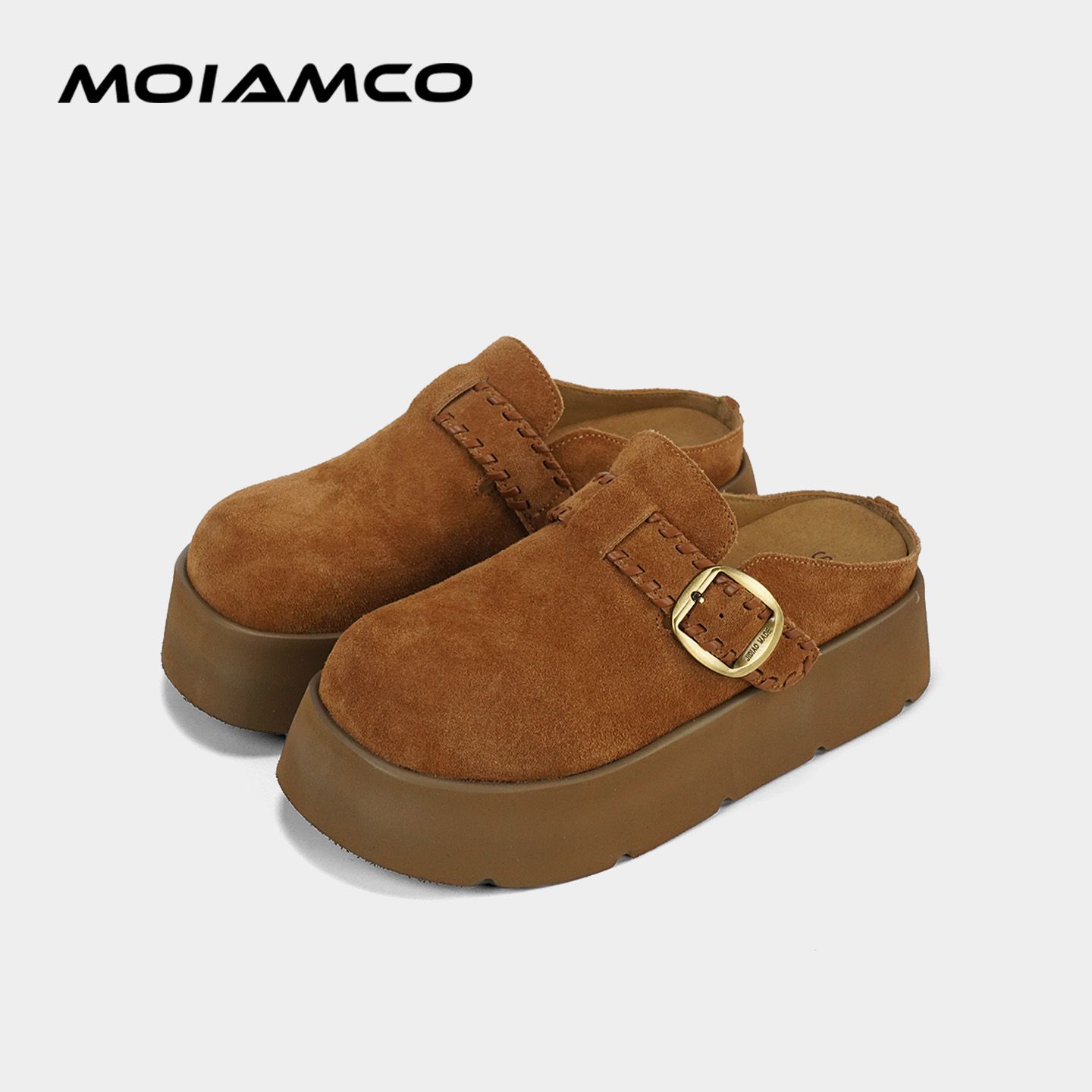 Molamco厚底勃肯鞋子松糕底包头半拖鞋外穿8788-7