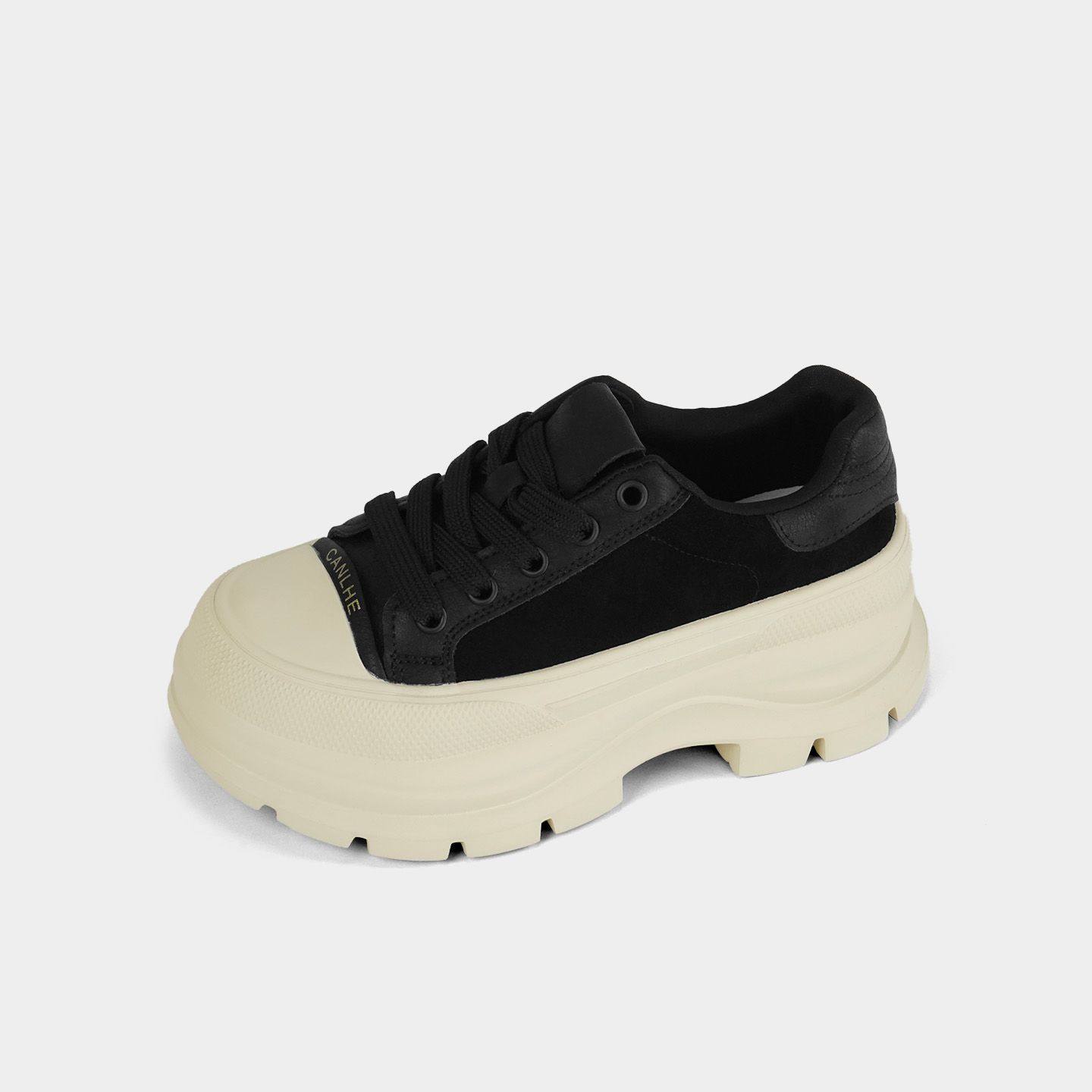 系带松糕鞋圆头磨砂皮拼色小皮鞋C58-96,女鞋,老爹鞋,淘宝优惠券,粉丝福利购,淘宝优惠卷