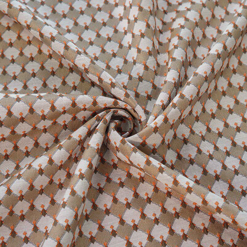 棕咖菱形格经典秋冬氛围感女装几何连衣裙面料色织化妆洗漱包布料