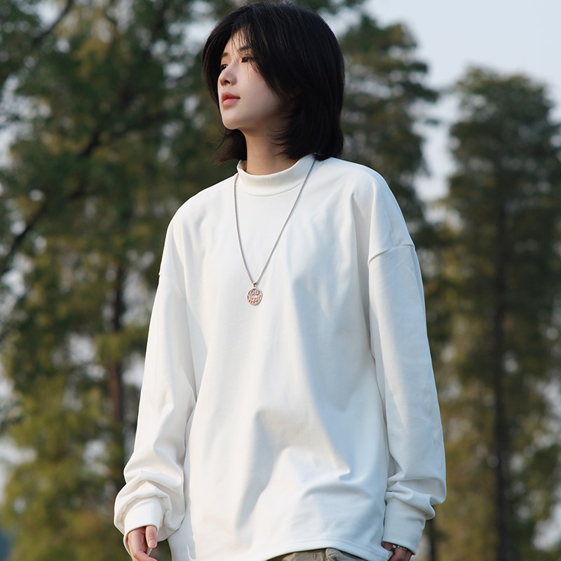 Ja1从不熬夜 半高领德绒打底衫女秋冬季长袖上衣保暖内搭基础卫衣