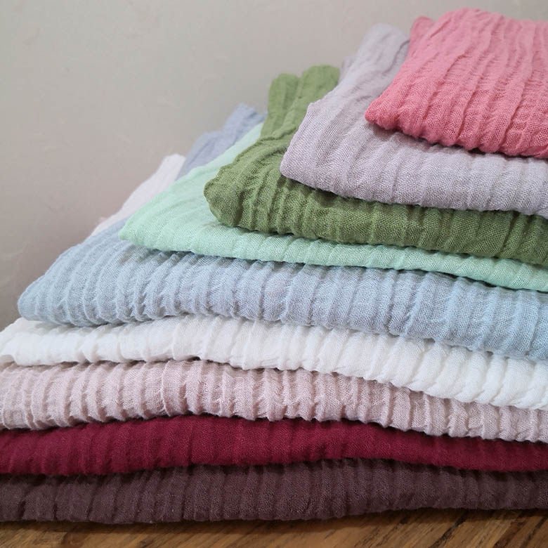 砂洗肌理麻棉面料柔软薄围巾披肩袍子连衣裙裤子 DIY多色服装布料