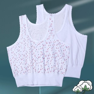 老太太纯棉短背心中老年人内衣女宽松加大奶奶汗衫吊W带跨栏胸罩