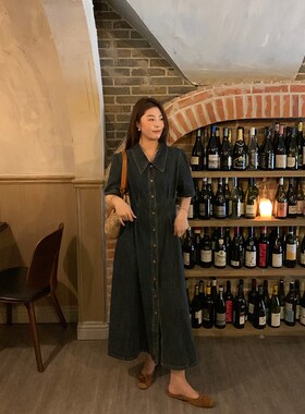 NAZ那子大码2024夏季新款收腰A字设计感宽松直筒胖mm牛仔连衣裙潮