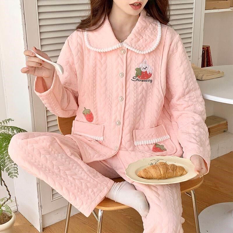 哺乳睡衣冬天加厚冬季新款空气棉月子服产妇12月份坐月子喂奶孕妇