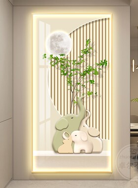 奶油风轻奢led灯入户玄关装饰画走廊过道挂画壁画简约现代高级感