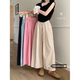 设计感棉麻阔腿山本裤 高腰宽松九分裤 女夏季 休闲裤 子 2024新款 韩版