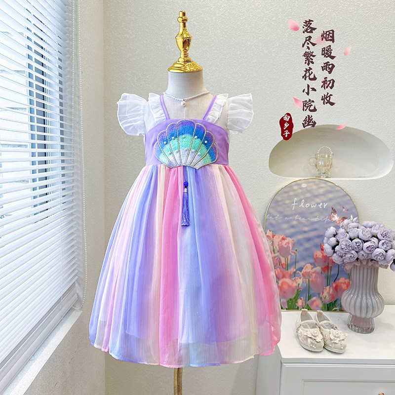 女童连衣裙夏季2024新款儿童洋气中国风超仙古风汉服小女孩公主裙