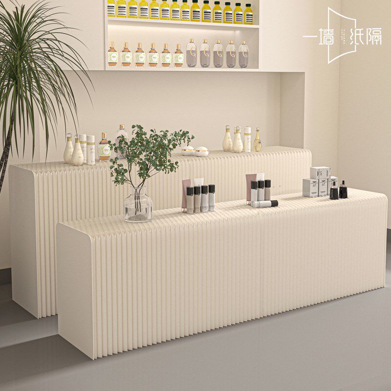 陈列商品展示柜纸质展台展示橱窗台展F会长条岛服装店中展示架折