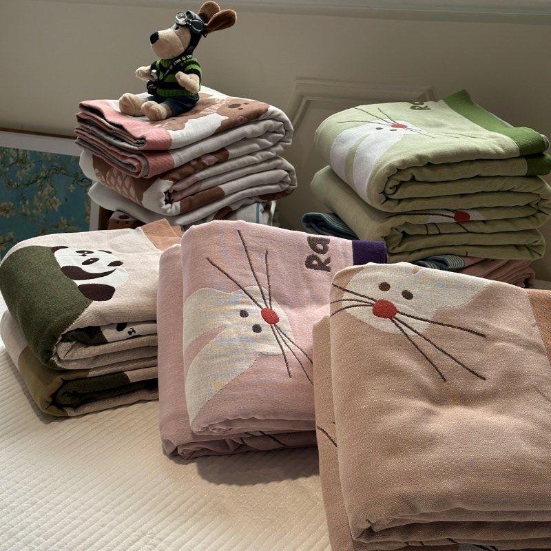 夏天A类卡通小毯子夏季薄款w纯棉四层纱布毛巾被夏天办公室午睡毯,床上用品,休闲毯/毛毯/绒毯,淘宝优惠券,粉丝福利购,淘宝优惠卷