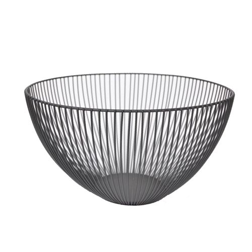 SwanLace好物哑光黑色铁艺网格竖纹镂空多边形北欧简约收纳篮果篮