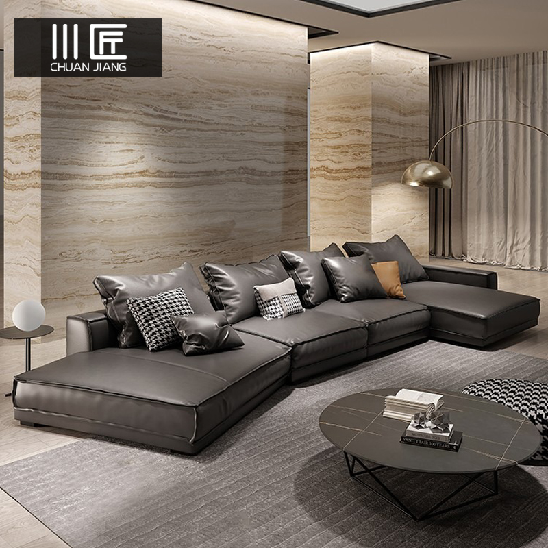 baxter布达佩斯异形沙发现代极简头层牛皮轻奢客厅直排贵妃组合