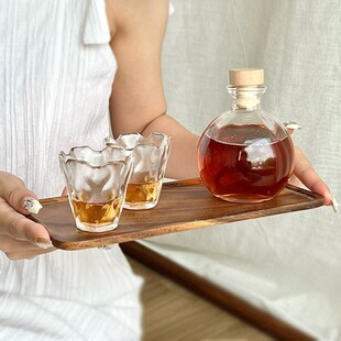 小灯泡冷萃咖啡杯新中式茶馆玻璃瓶酒瓶小酒杯托盘套装分装容器