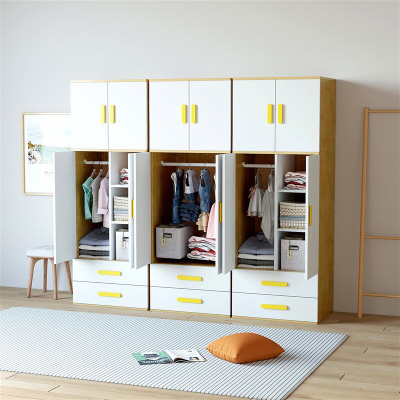 可比熊儿童实木衣柜男女孩衣柜简约现代卧室经济型两门小户型衣橱
